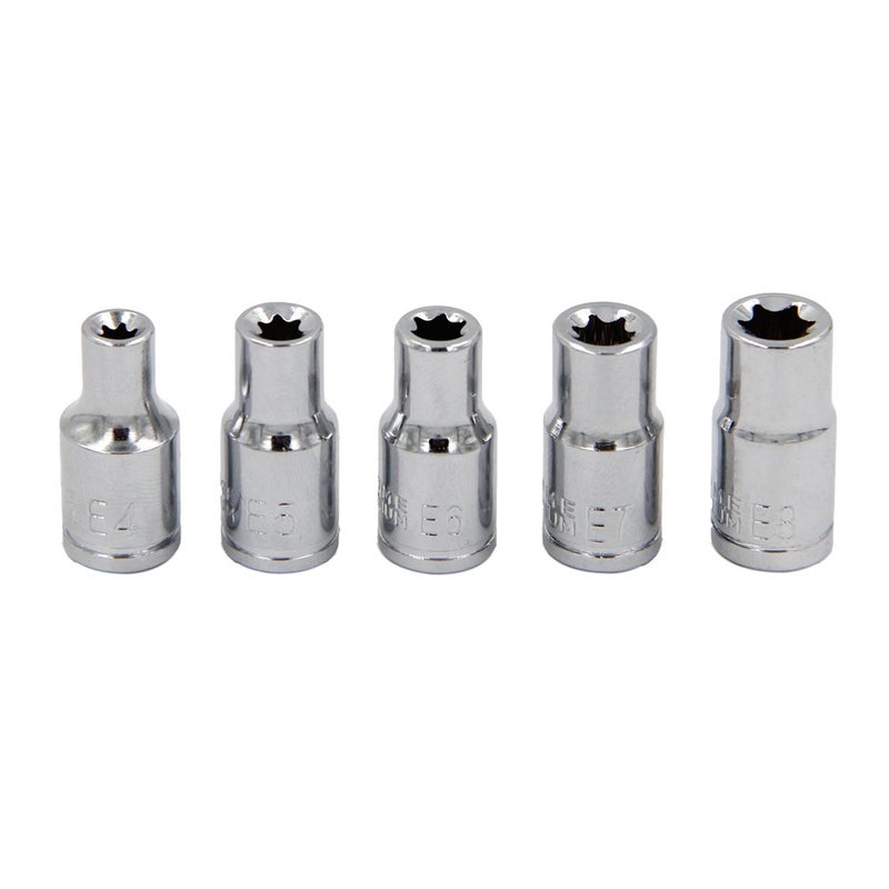 JDYYICZ مجموعة مفاتيح بت أنثوية من 5 قطع بتصميم E Torx 1/4" - E4 إلى E8 - Image 1